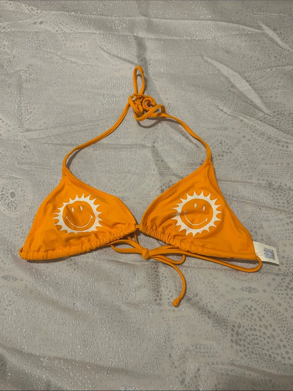 aerie Orange Smiley Sun Triangle Bikini Top
